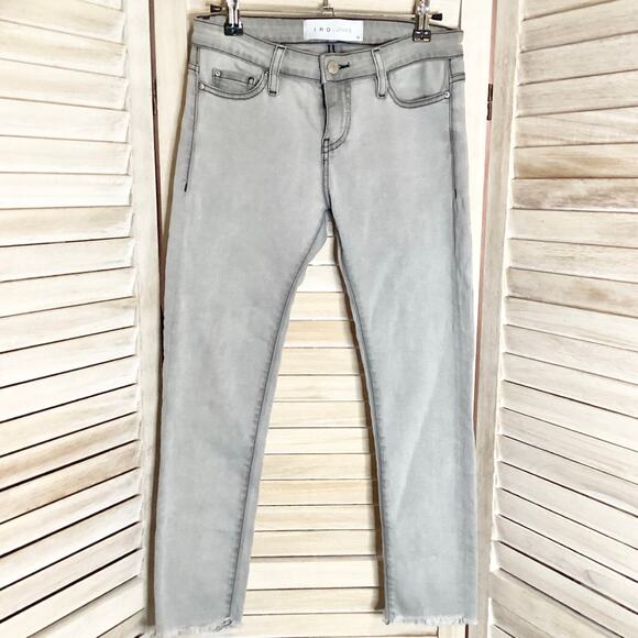 IRO Aujuste Low Rise Gray Skinny Cropped Jeans Black Contrast Stitching 26 - Picture 2 of 6
